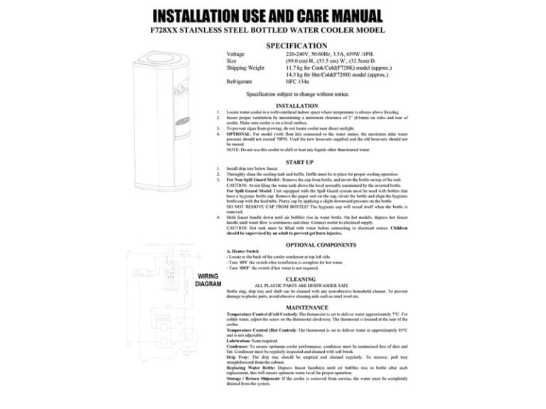 F728XX Stainless Steel Bottled Water Cooler Model