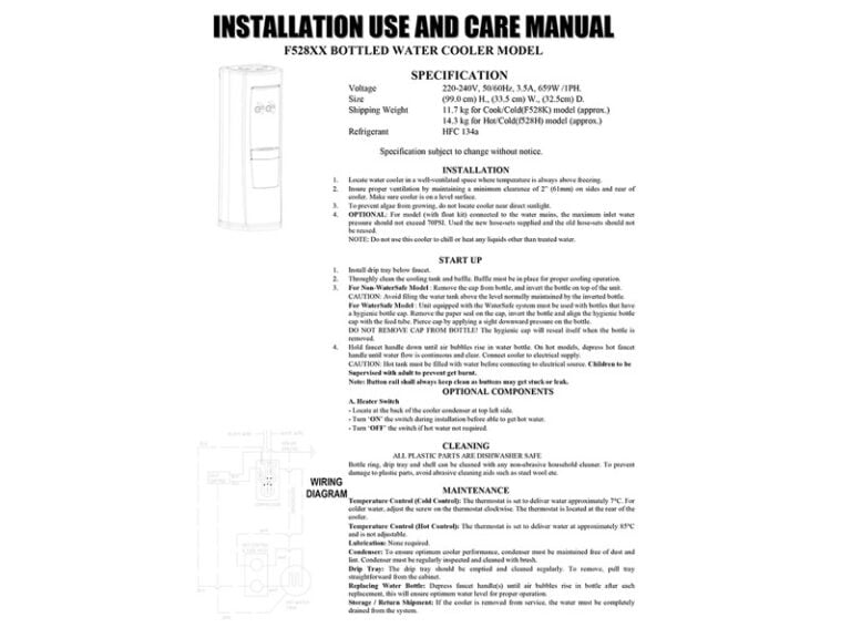 F528XX Bottled Water Cooler Model