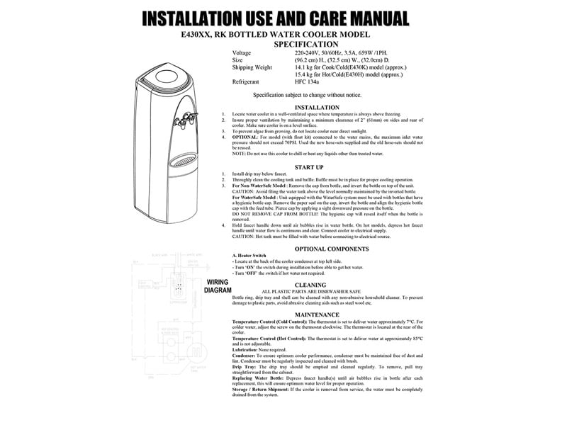 F323XX Bottled Water Cooler Model