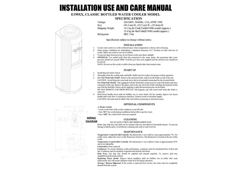 E190XX, Classic Bottled Water Cooler Model