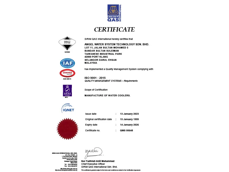 Sirim QAS International Certificate (ISO 9001:2015)